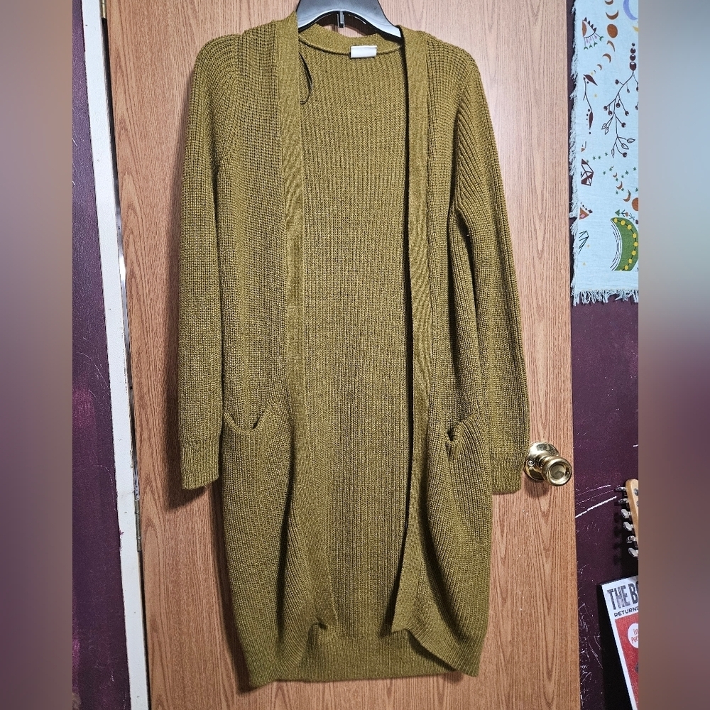 Vila Olive Green Open Front Oversized Knit Cardigan With Pockets!